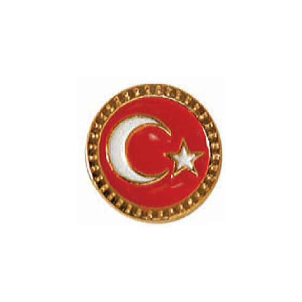Yuvarlak Türk Bayrağı Rozet HZR 03